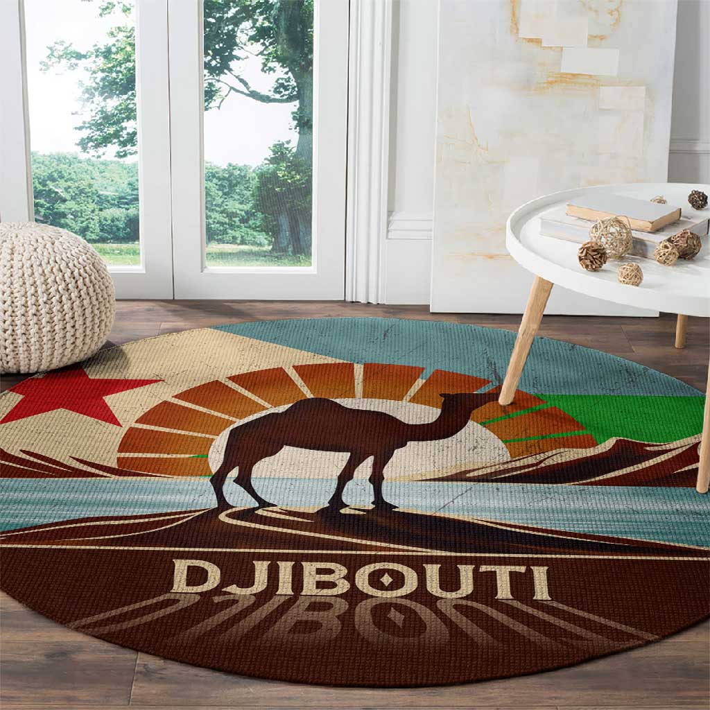 Djibouti Camel Round Carpet Where Desert Meets Sea and Heritage Stands Tall TS04