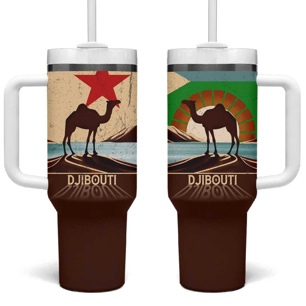 Djibouti Camel Tumbler With Handle Where Desert Meets Sea and Heritage Stands Tall TS04