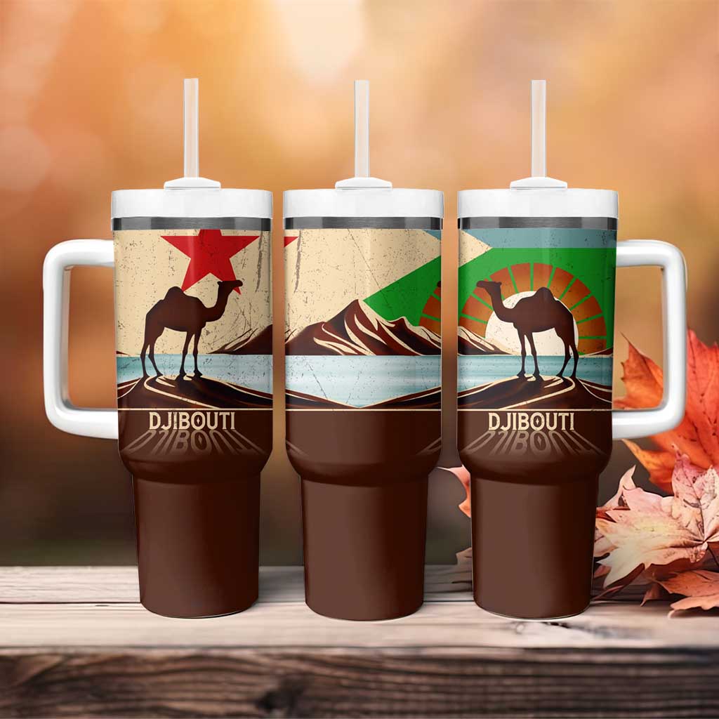 Djibouti Camel Tumbler With Handle Where Desert Meets Sea and Heritage Stands Tall TS04