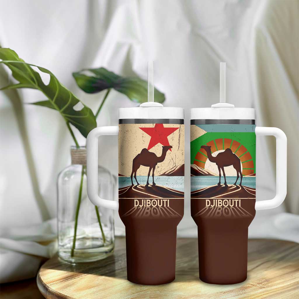 Djibouti Camel Tumbler With Handle Where Desert Meets Sea and Heritage Stands Tall TS04