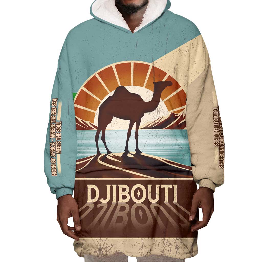 Djibouti Camel Wearable Blanket Hoodie Where Desert Meets Sea and Heritage Stands Tall TS04