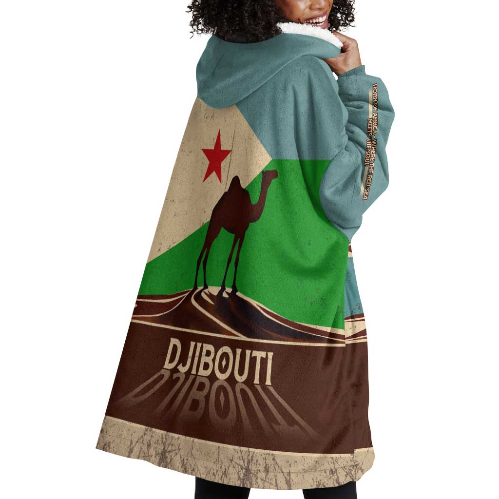 Djibouti Camel Wearable Blanket Hoodie Where Desert Meets Sea and Heritage Stands Tall TS04