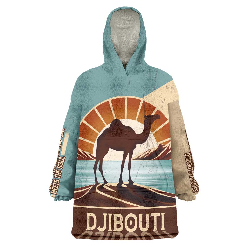 Djibouti Camel Wearable Blanket Hoodie Where Desert Meets Sea and Heritage Stands Tall TS04