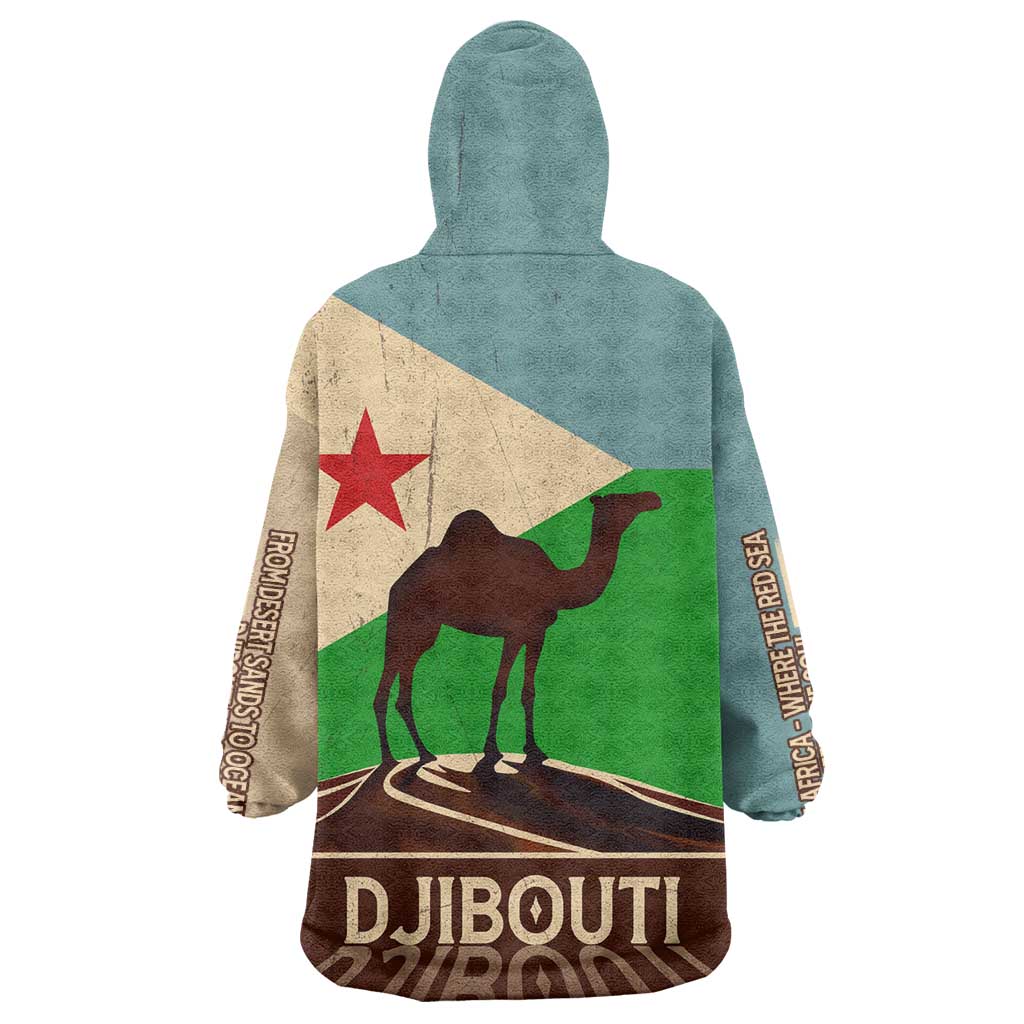 Djibouti Camel Wearable Blanket Hoodie Where Desert Meets Sea and Heritage Stands Tall TS04