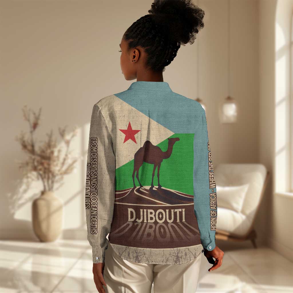 Djibouti Camel Women Casual Shirt Where Desert Meets Sea and Heritage Stands Tall TS04
