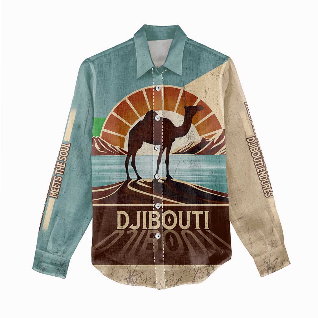 Djibouti Camel Women Casual Shirt Where Desert Meets Sea and Heritage Stands Tall TS04