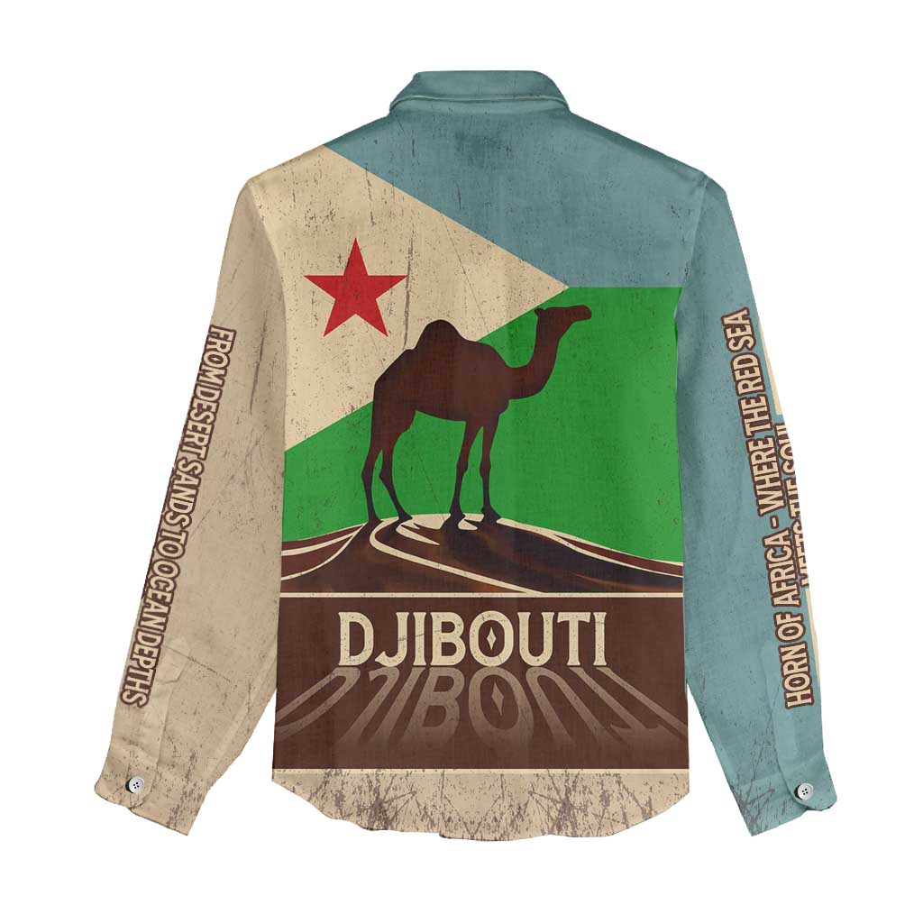 Djibouti Camel Women Casual Shirt Where Desert Meets Sea and Heritage Stands Tall TS04