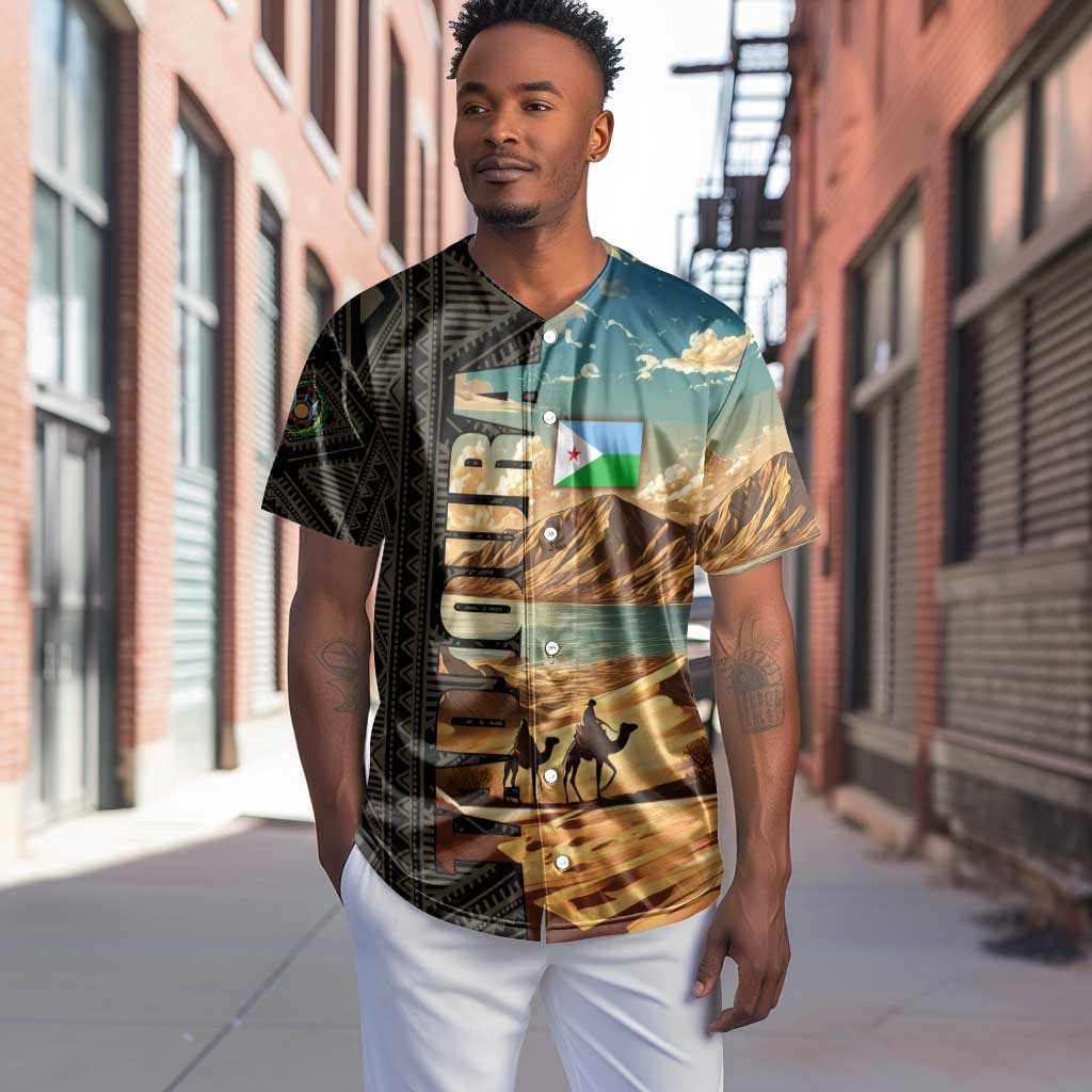 Djibouti Desert Baseball Jersey Camel Riders and African Pattern TS04