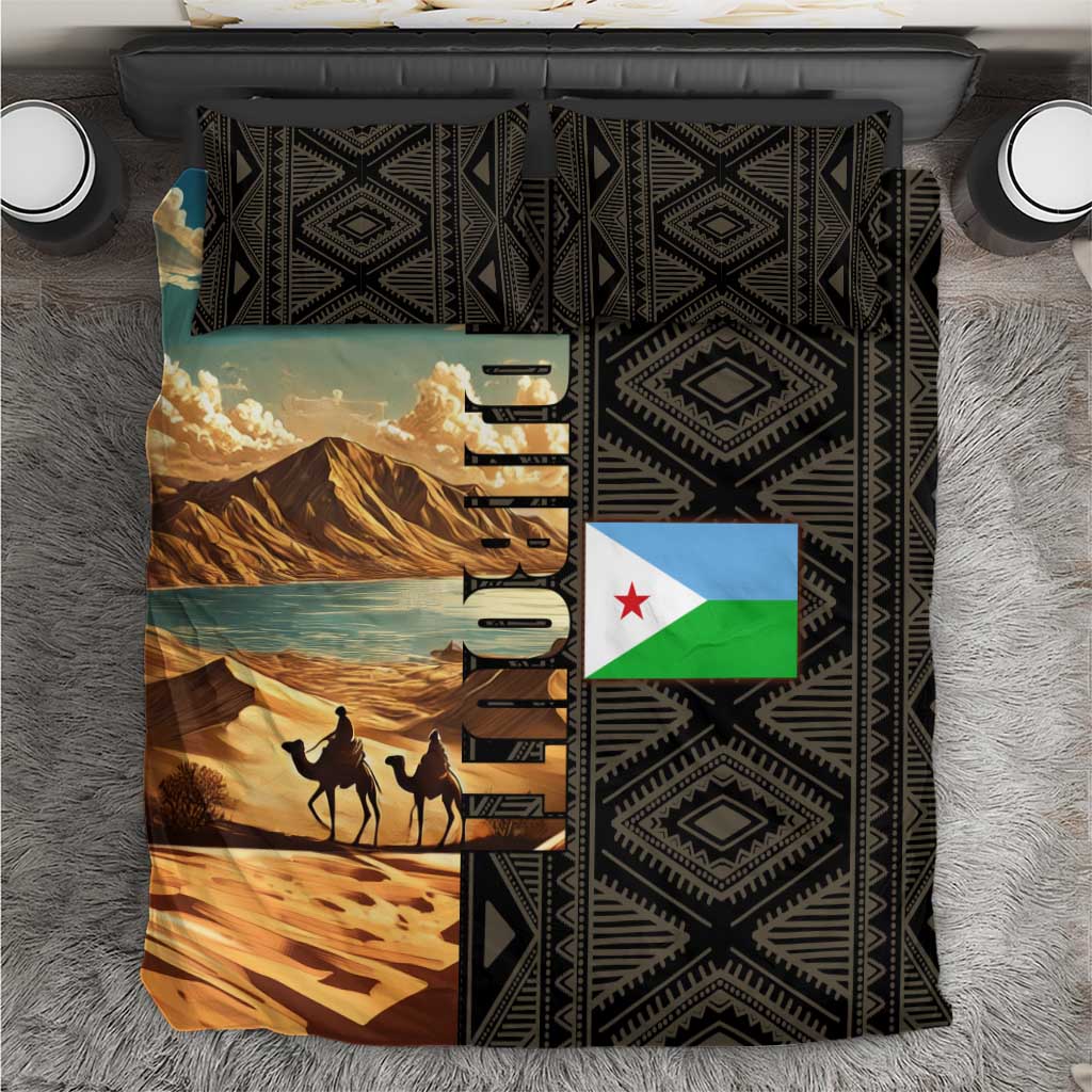 Djibouti Desert Bedding Set Camel Riders and African Pattern TS04