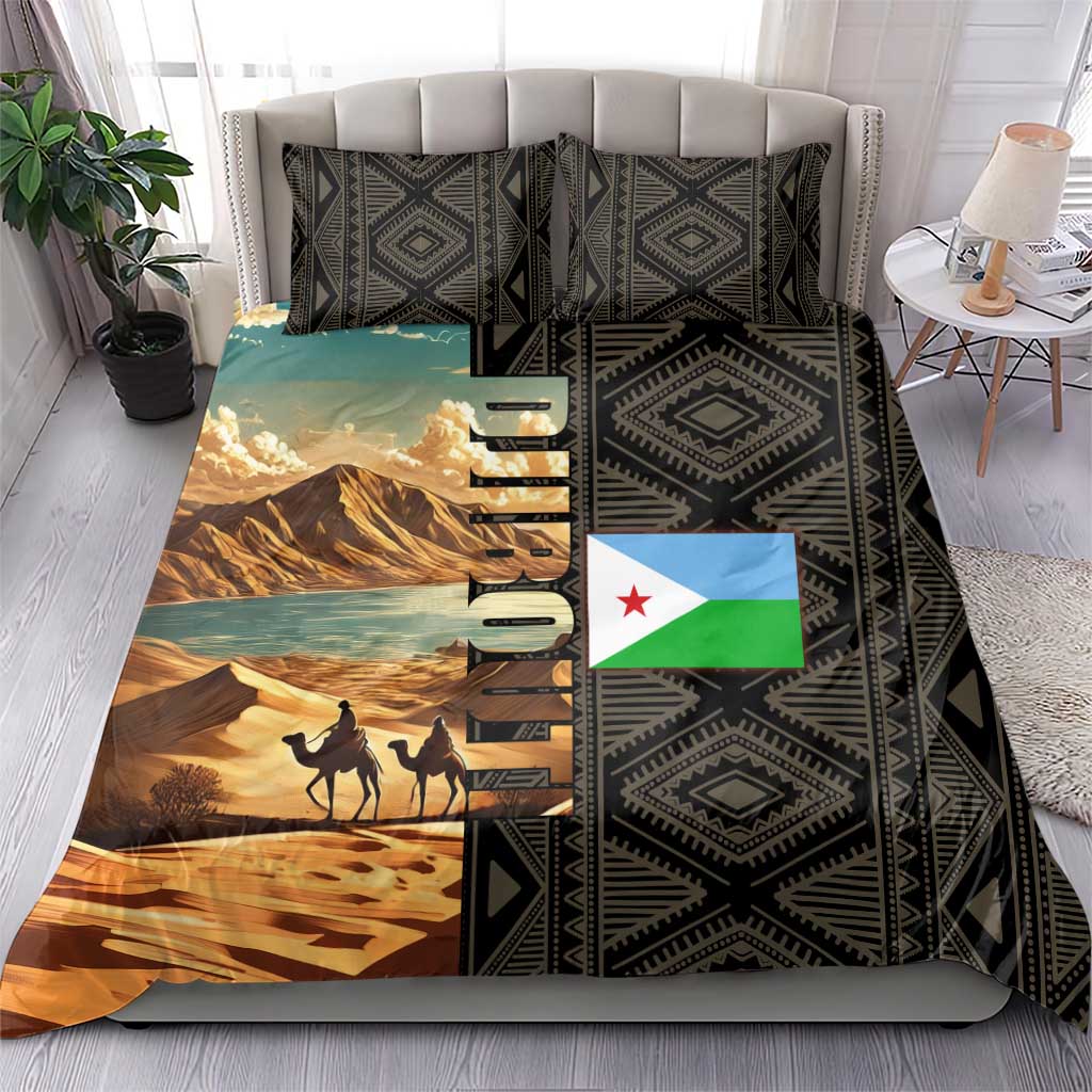 Djibouti Desert Bedding Set Camel Riders and African Pattern TS04