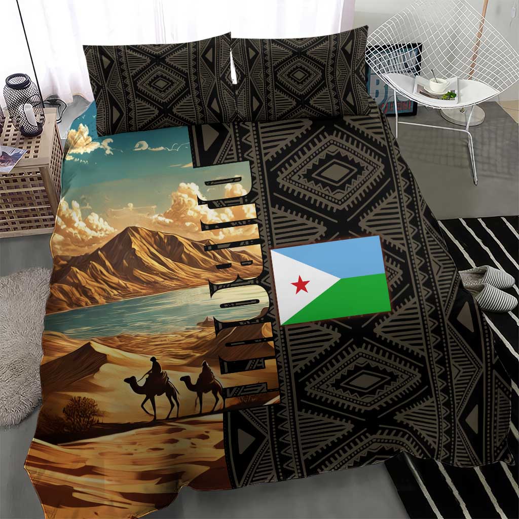 Djibouti Desert Bedding Set Camel Riders and African Pattern TS04