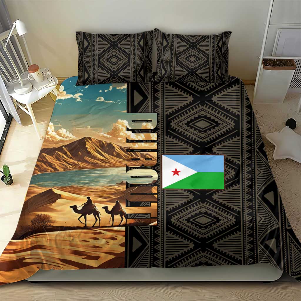 Djibouti Desert Bedding Set Camel Riders and African Pattern TS04