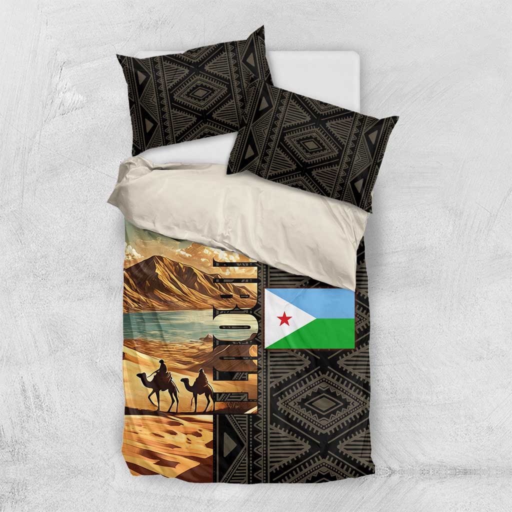 Djibouti Desert Bedding Set Camel Riders and African Pattern TS04