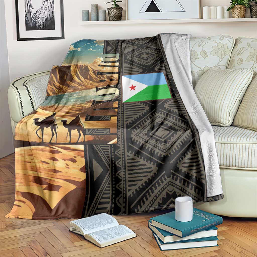 Djibouti Desert Blanket Camel Riders and African Pattern TS04