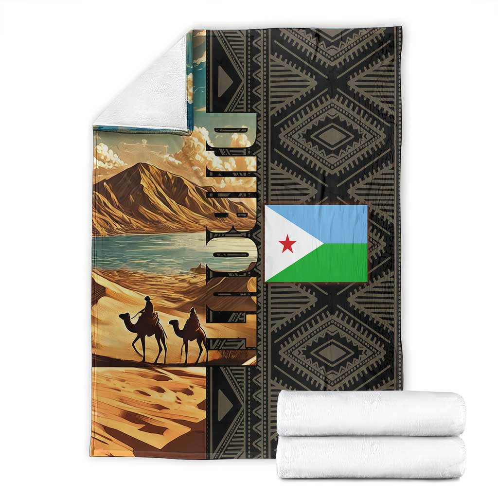 Djibouti Desert Blanket Camel Riders and African Pattern TS04