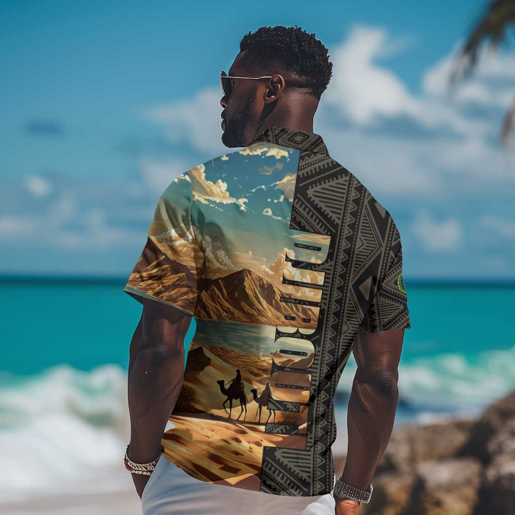 Djibouti Desert Hawaiian Shirt Camel Riders and African Pattern TS04