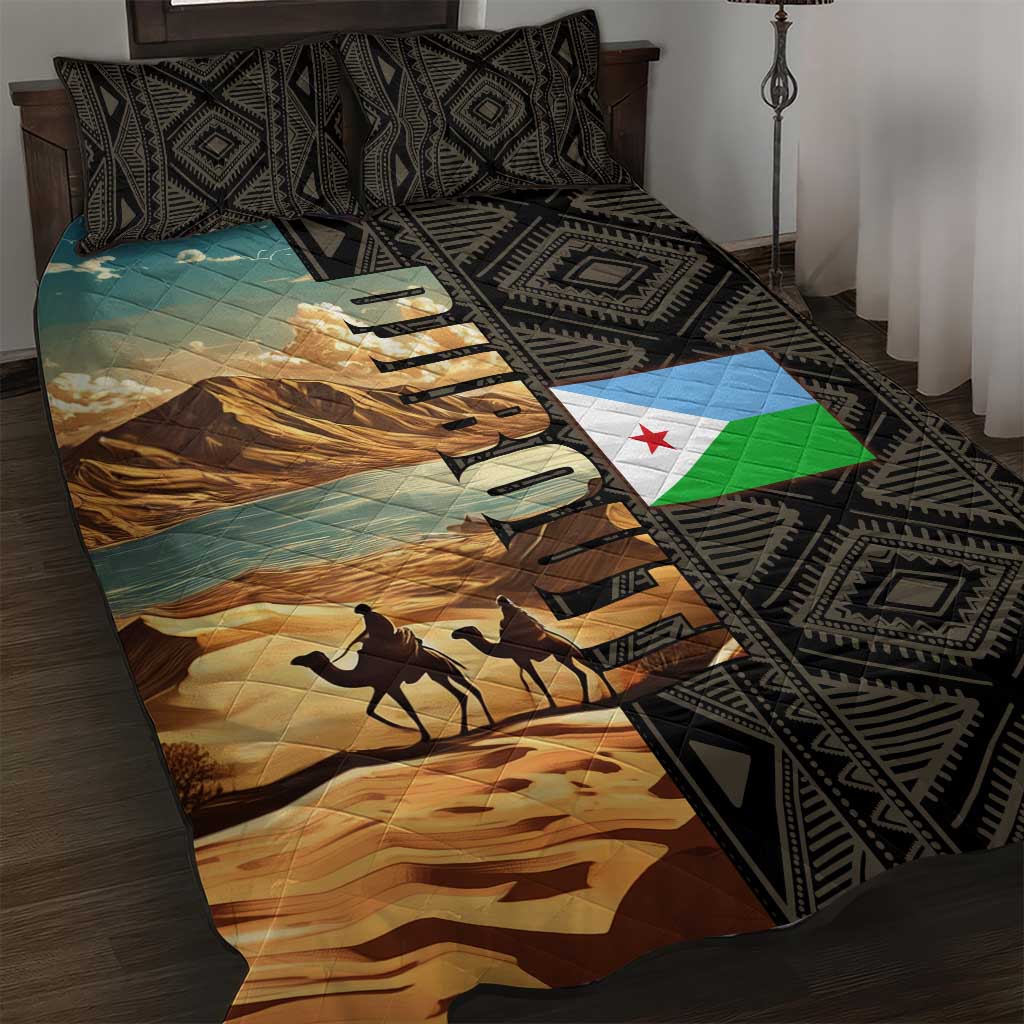 Djibouti Desert Quilt Bed Set Camel Riders and African Pattern TS04