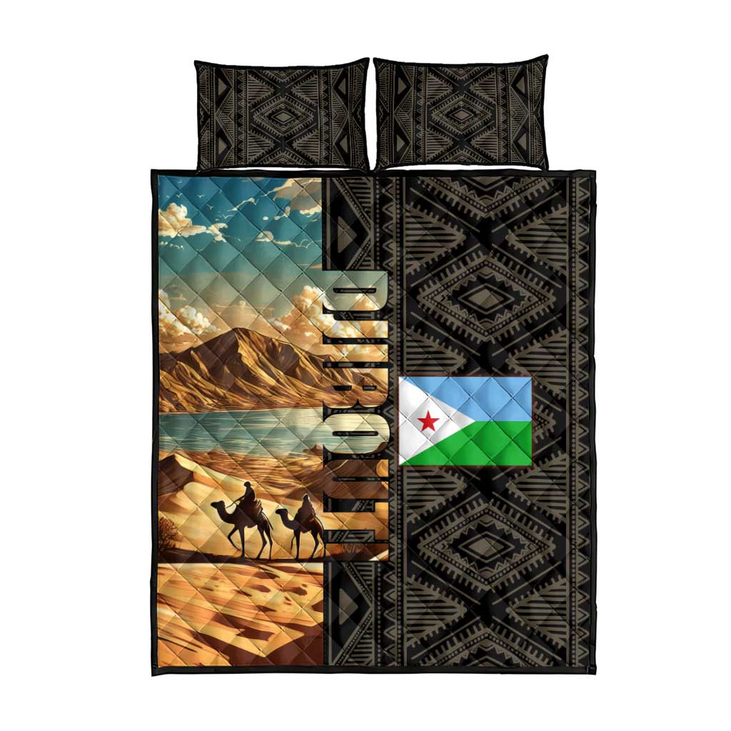 Djibouti Desert Quilt Bed Set Camel Riders and African Pattern TS04