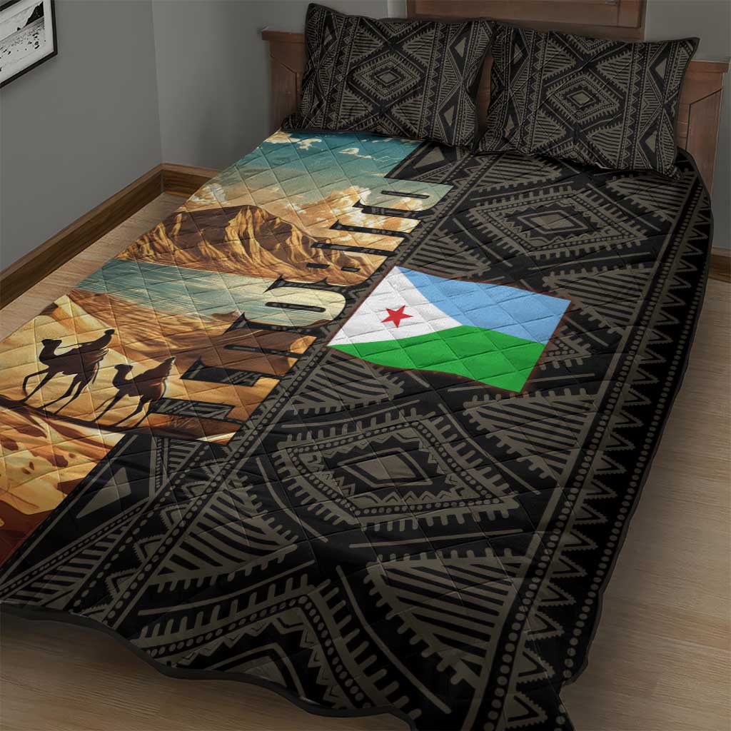 Djibouti Desert Quilt Bed Set Camel Riders and African Pattern TS04