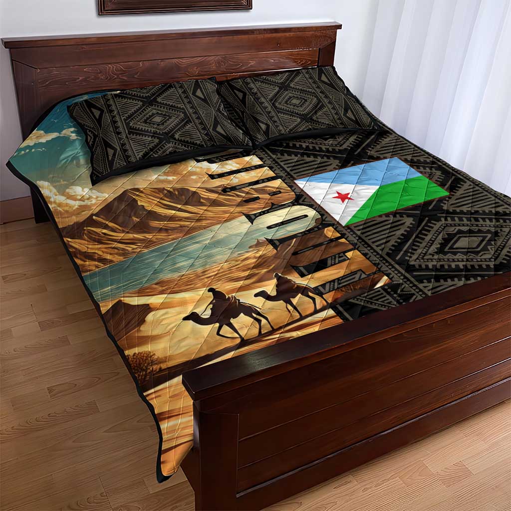 Djibouti Desert Quilt Bed Set Camel Riders and African Pattern TS04
