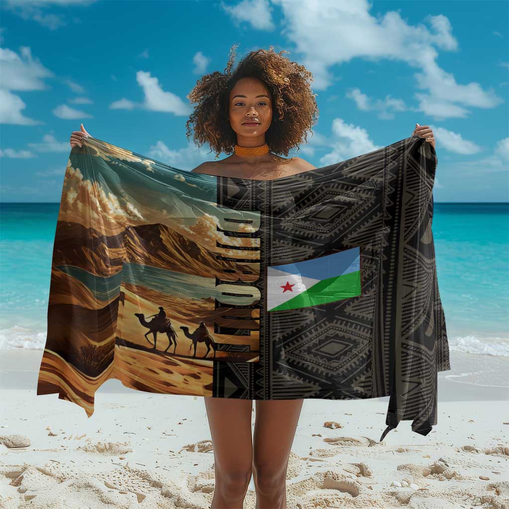 Djibouti Desert Sarong Camel Riders and African Pattern TS04