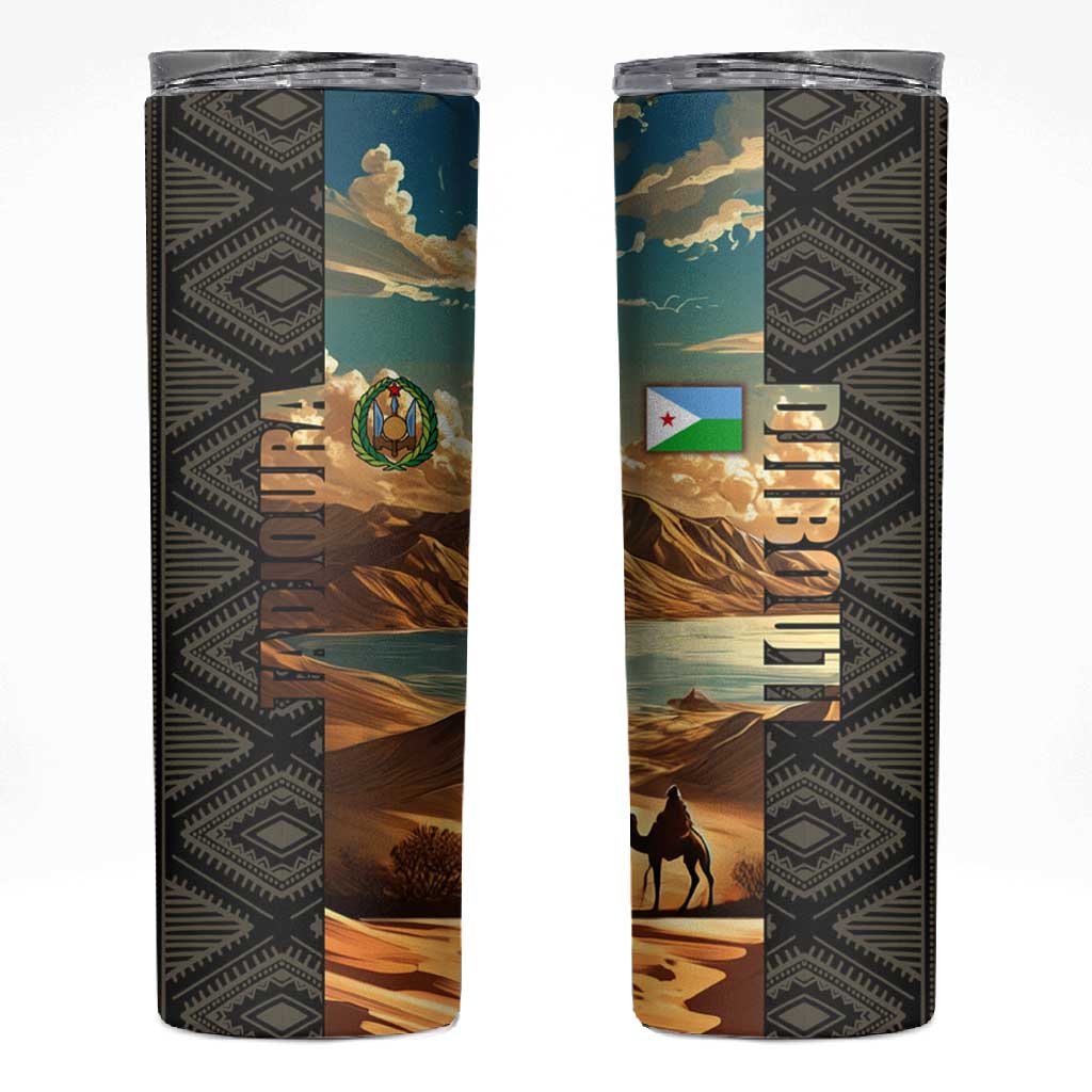 Djibouti Desert Skinny Tumbler Camel Riders and African Pattern TS04