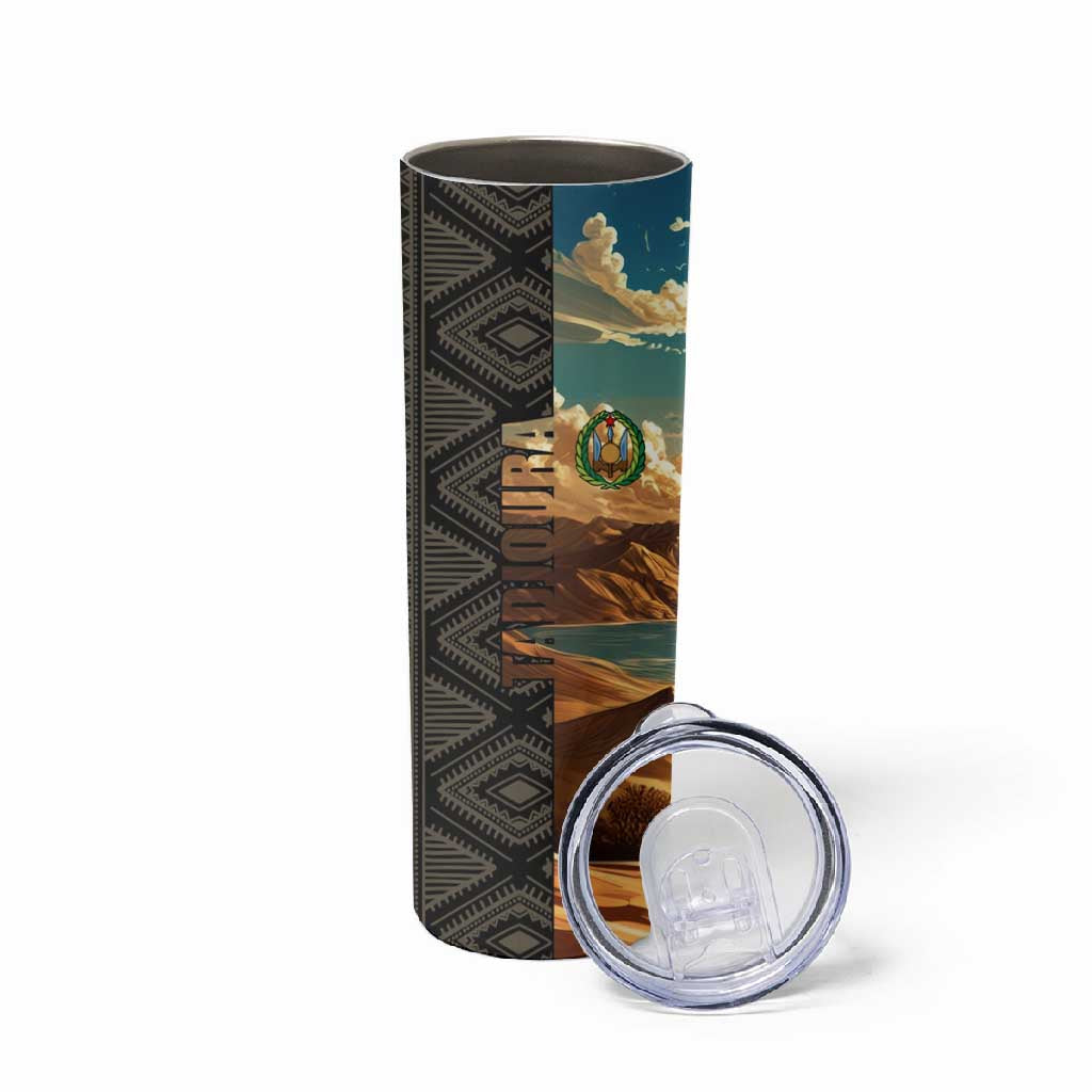 Djibouti Desert Skinny Tumbler Camel Riders and African Pattern TS04