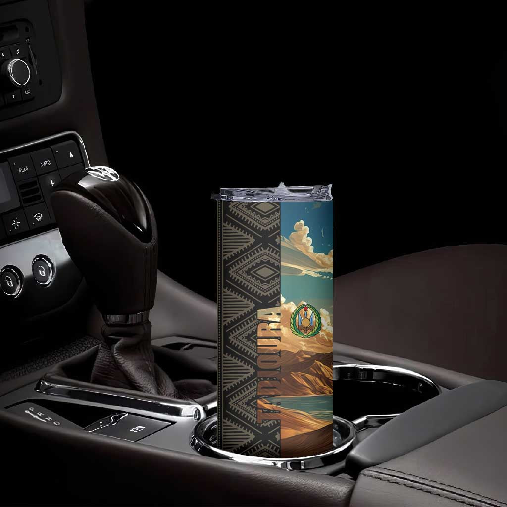 Djibouti Desert Skinny Tumbler Camel Riders and African Pattern TS04