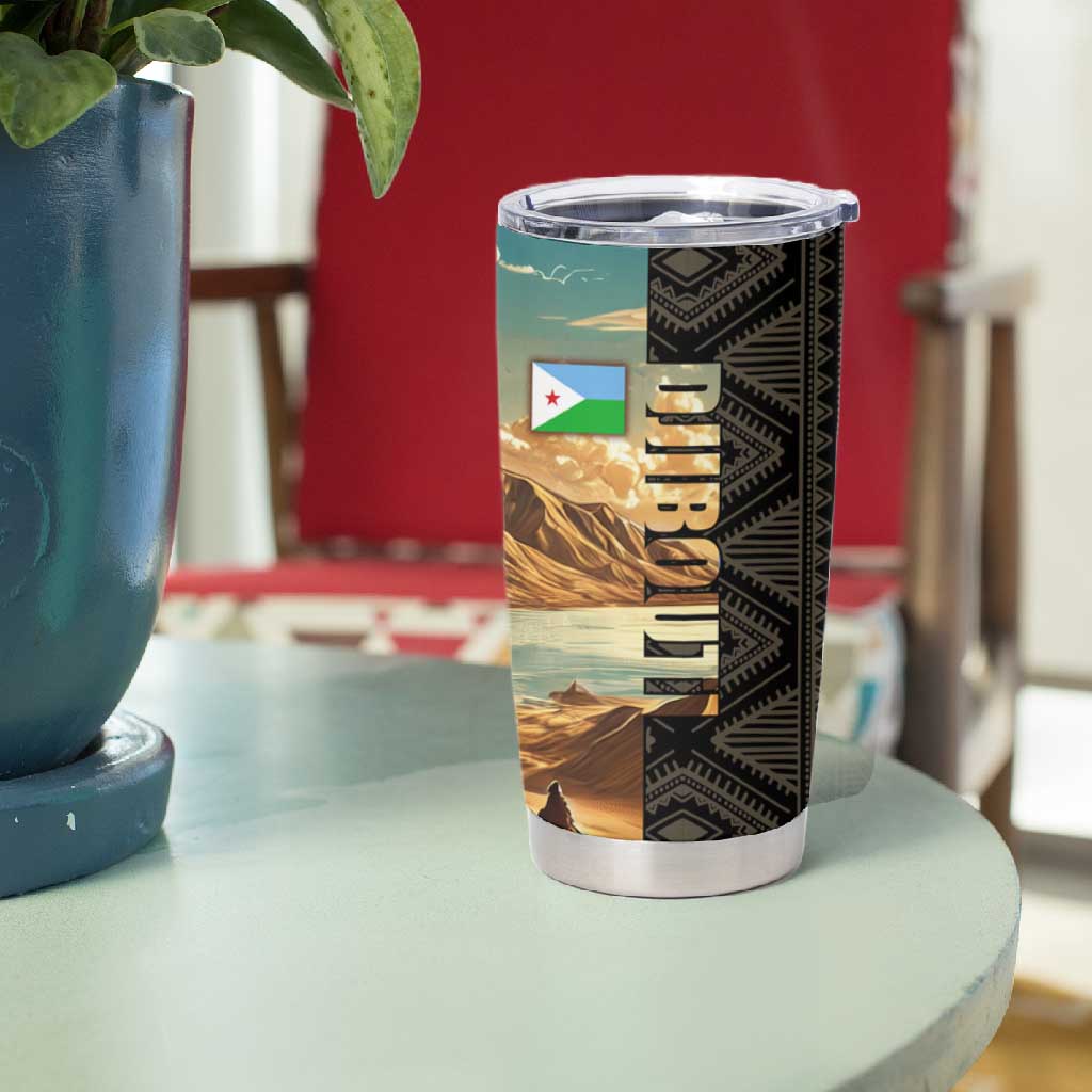 Djibouti Desert Tumbler Cup Camel Riders and African Pattern TS04