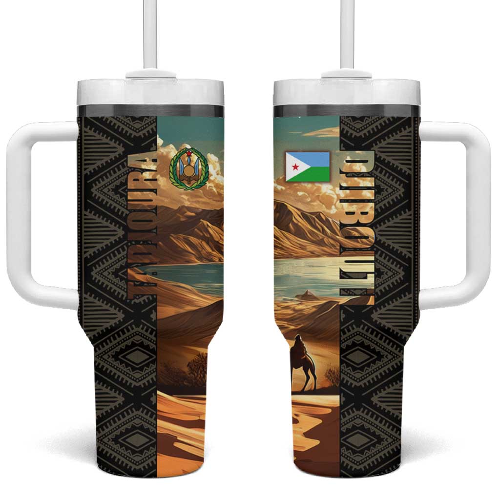 Djibouti Desert Tumbler With Handle Camel Riders and African Pattern TS04