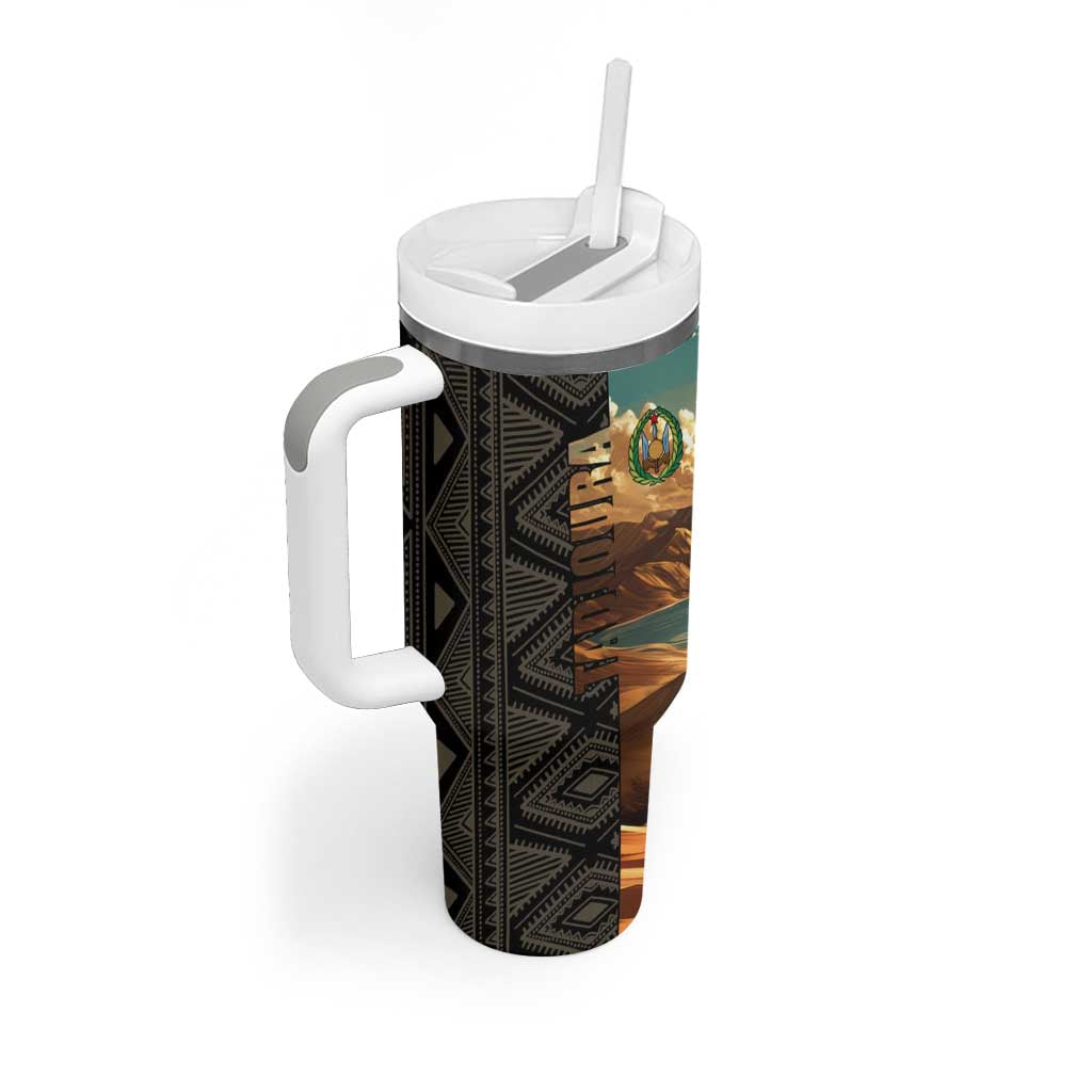 Djibouti Desert Tumbler With Handle Camel Riders and African Pattern TS04