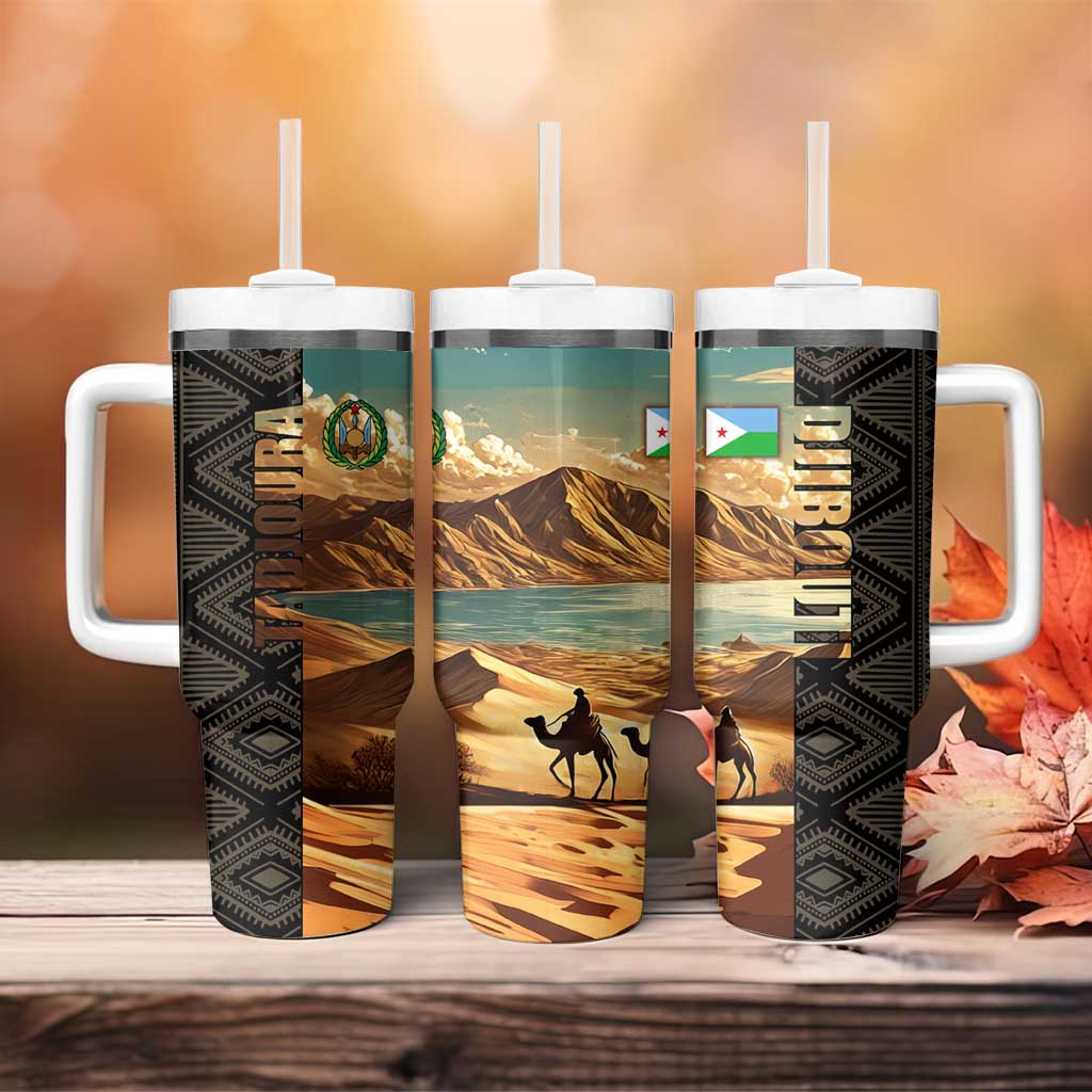 Djibouti Desert Tumbler With Handle Camel Riders and African Pattern TS04