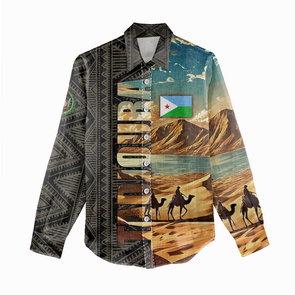 Djibouti Desert Women Casual Shirt Camel Riders and African Pattern TS04