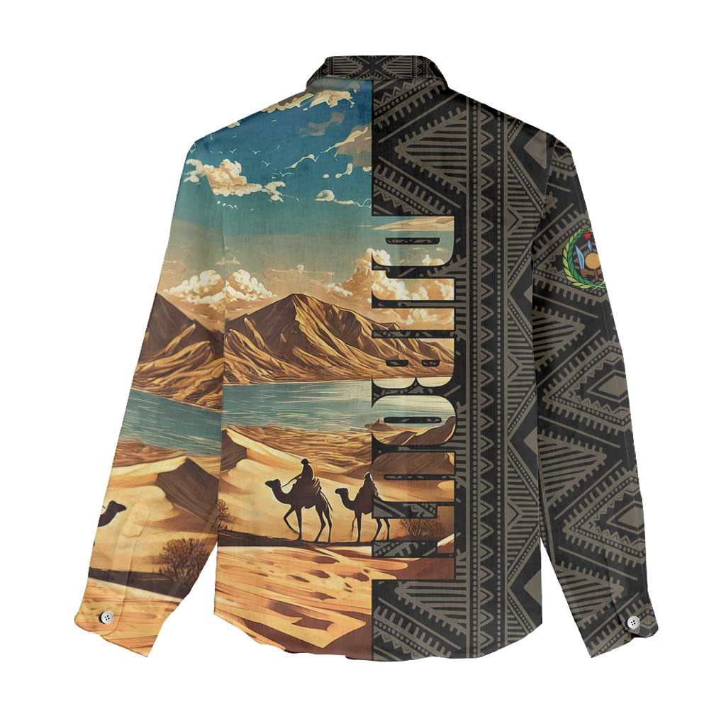 Djibouti Desert Women Casual Shirt Camel Riders and African Pattern TS04