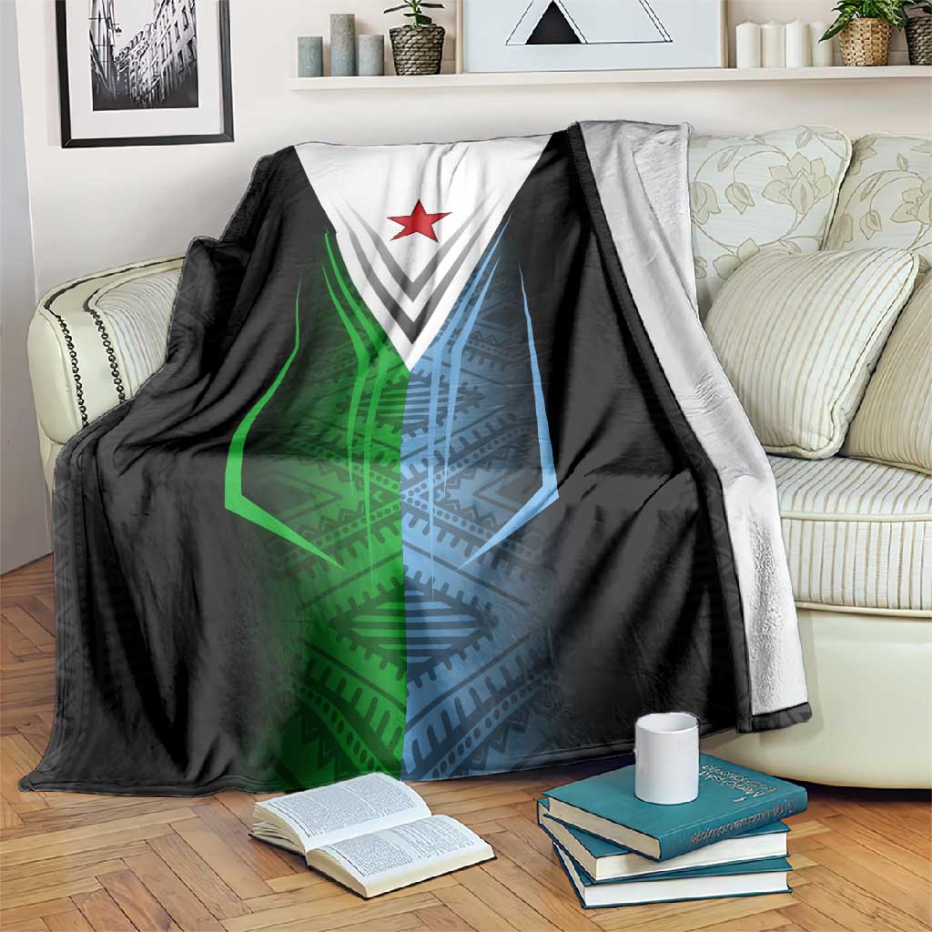 Djibouti Africa Blanket Tribal Geometry Meets National Colors and Red Star Boldness TS04