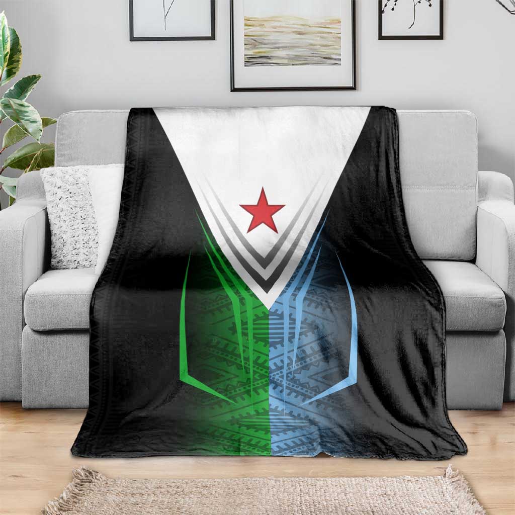 Djibouti Africa Blanket Tribal Geometry Meets National Colors and Red Star Boldness TS04