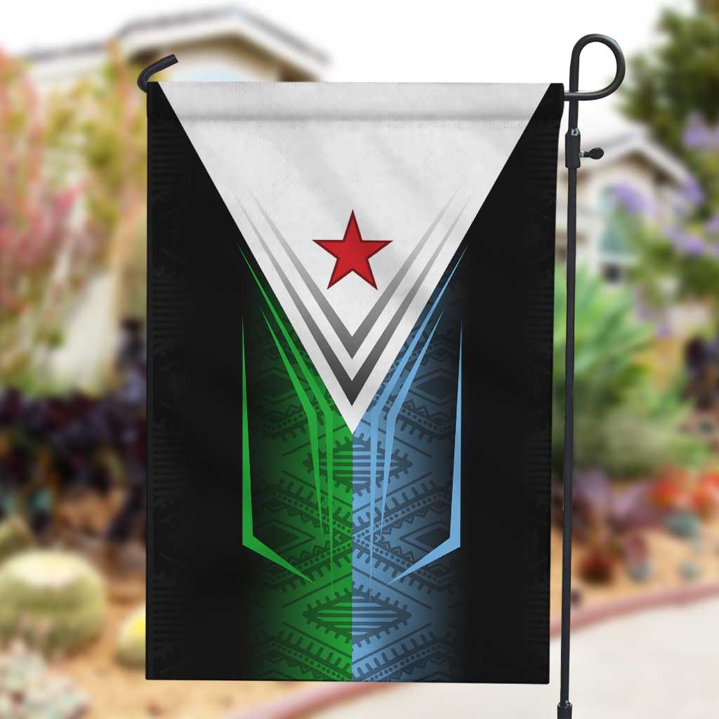 Djibouti Africa Garden Flag Tribal Geometry Meets National Colors and Red Star Boldness TS04