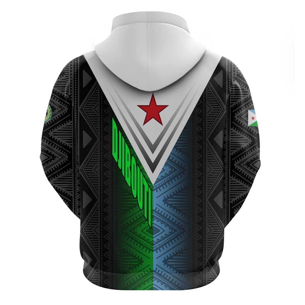 Djibouti Fusion Hoodie Tribal Geometry Meets National Colors and Red Star Boldness TS04
