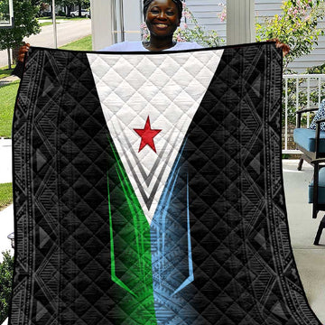 Djibouti Africa Quilt Tribal Geometry Meets National Colors and Red Star Boldness TS04