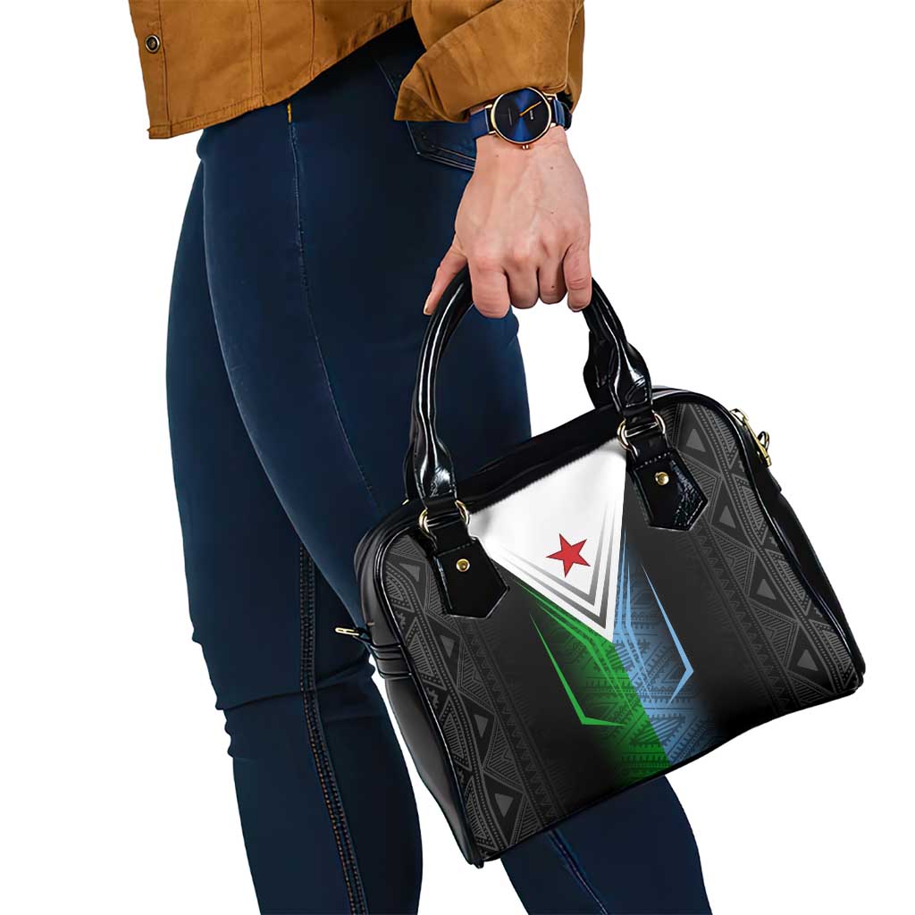 Djibouti Fusion Shoulder Handbag Tribal Geometry Meets National Colors and Red Star Boldness TS04