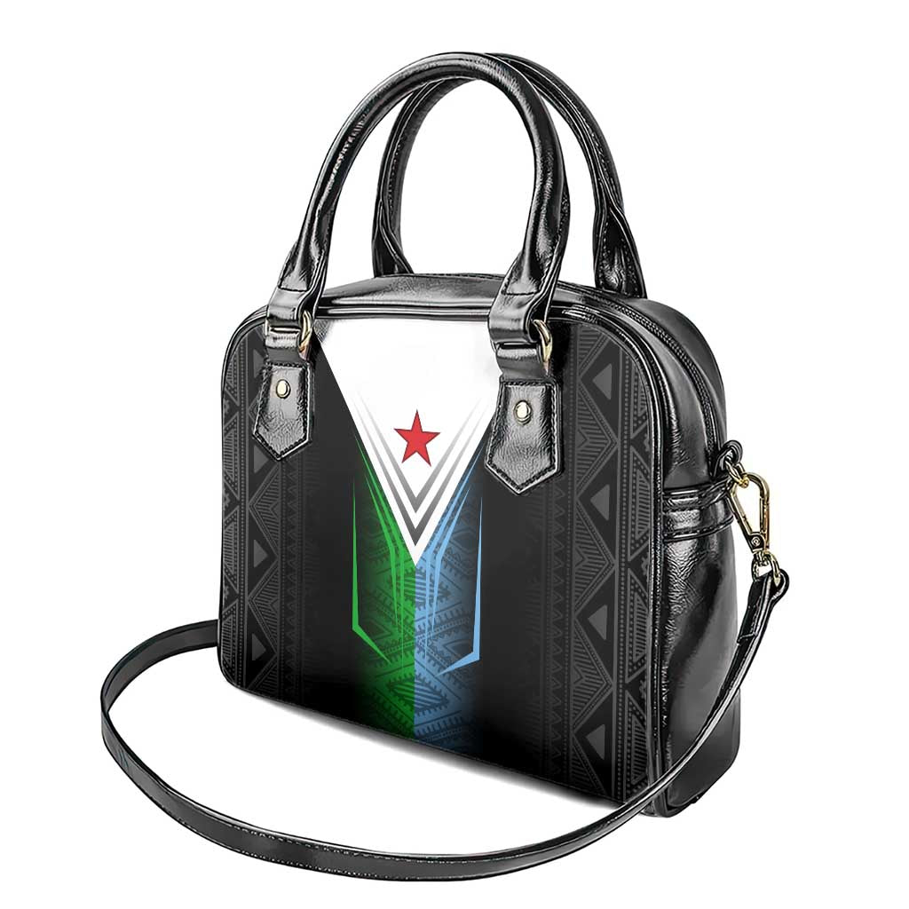 Djibouti Fusion Shoulder Handbag Tribal Geometry Meets National Colors and Red Star Boldness TS04