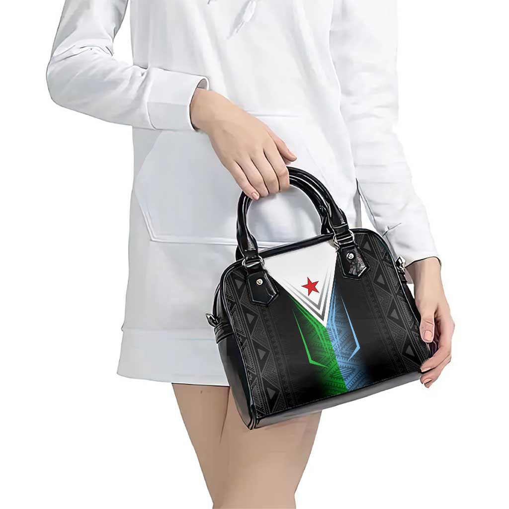 Djibouti Fusion Shoulder Handbag Tribal Geometry Meets National Colors and Red Star Boldness TS04