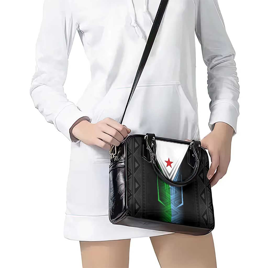 Djibouti Fusion Shoulder Handbag Tribal Geometry Meets National Colors and Red Star Boldness TS04