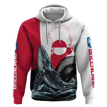 Greenland Whale Hoodie with Arctic Waves and Where the Ice Meets the Sky Text Design TS04