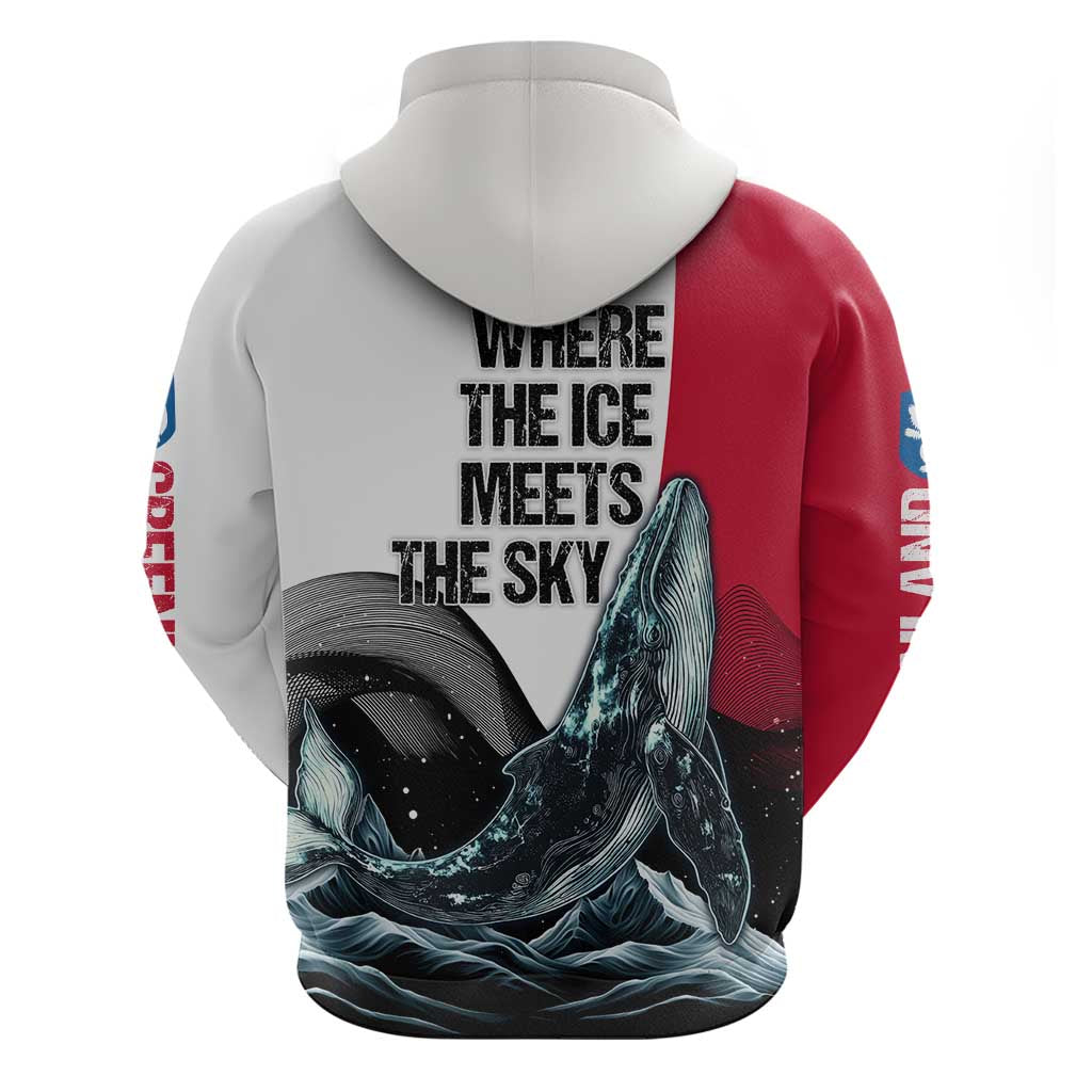 Greenland Whale Hoodie with Arctic Waves and Where the Ice Meets the Sky Text Design TS04