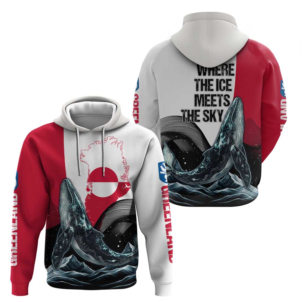 Greenland Whale Hoodie with Arctic Waves and Where the Ice Meets the Sky Text Design TS04