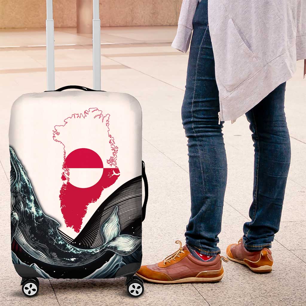 Greenland Whale Luggage Cover with Arctic Waves and Where the Ice Meets the Sky Text Design TS04