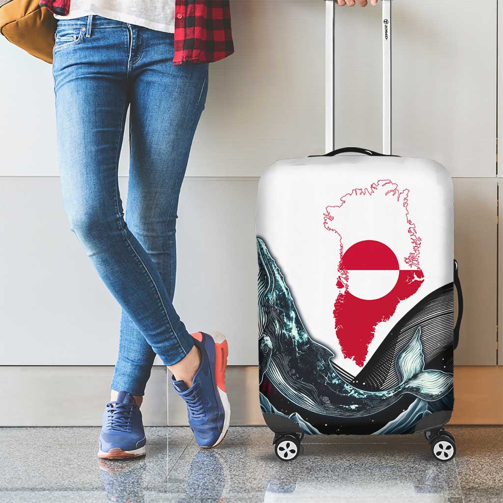 Greenland Whale Luggage Cover with Arctic Waves and Where the Ice Meets the Sky Text Design TS04