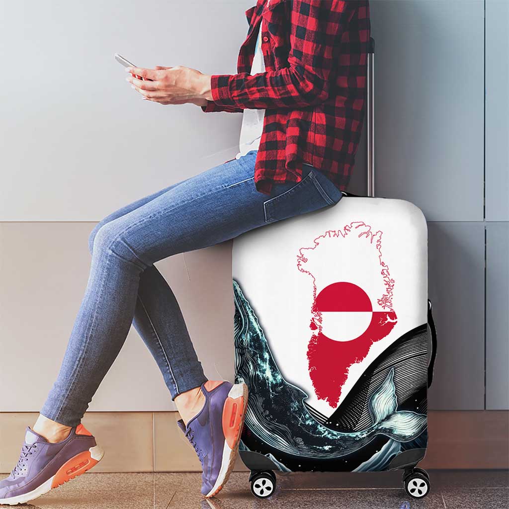 Greenland Whale Luggage Cover with Arctic Waves and Where the Ice Meets the Sky Text Design TS04