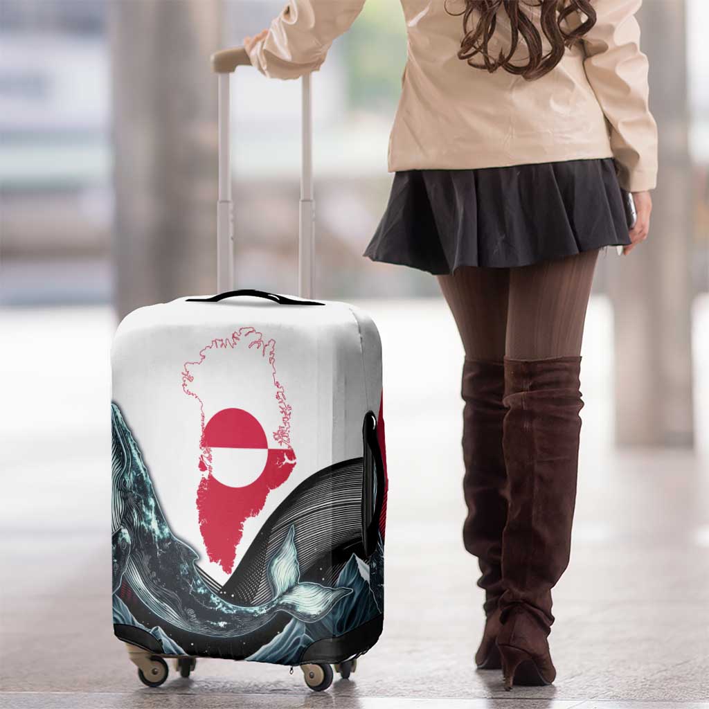Greenland Whale Luggage Cover with Arctic Waves and Where the Ice Meets the Sky Text Design TS04